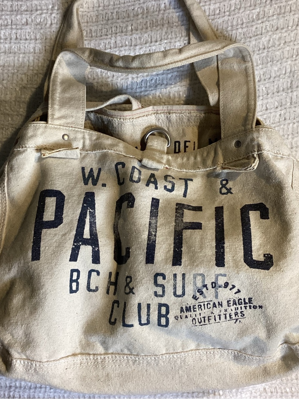 American Eagle Canvas Tote Shoulder Bag Y2K Beach Surf Club